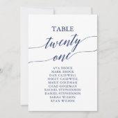 Elegant marineblauw Tabel Nummer 21 Zitplaatje Kaart (Voorkant)