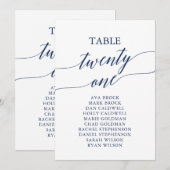 Elegant marineblauw Tabel Nummer 21 Zitplaatje Kaart (Voorkant / Achterkant)