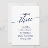 Elegant marineblauw Tabel Nummer 3 Zitdiagram Kaart (Voorkant)