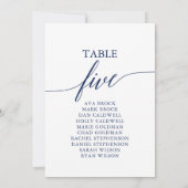 Elegant marineblauw Tabel Nummer 5 Zitkuur Kaart (Achterkant)