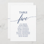 Elegant marineblauw Tabel Nummer 5 Zitkuur Kaart (Voorkant / Achterkant)