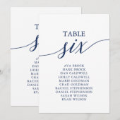 Elegant marineblauw Tabel Nummer 6 Zitplaatje Kaart (Voorkant / Achterkant)