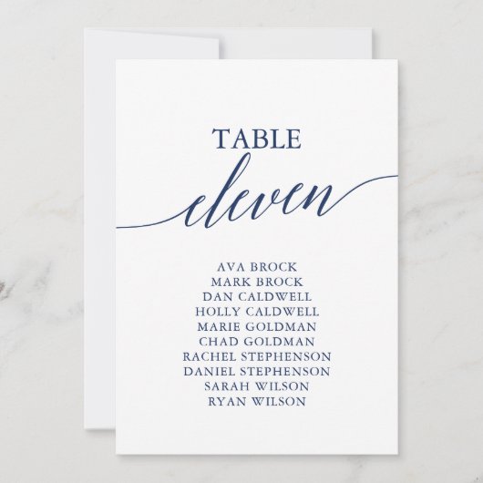 Elegant marineblauw Tafelnummer 11 Zitplaatje (Voorkant)