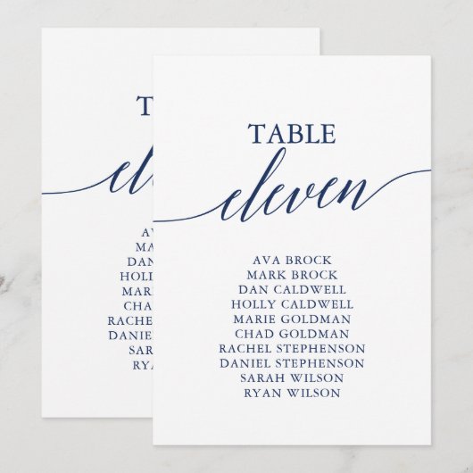 Elegant marineblauw Tafelnummer 11 Zitplaatje (Voorkant / Achterkant)