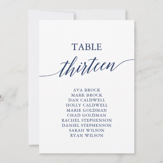 Elegant marineblauw Tafelnummer 13 Zitplaatje (Achterkant)