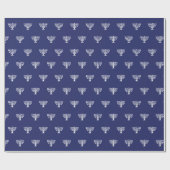 Elegant marineblauw wit Joods menorah patroon Cadeaupapier (Vlak)