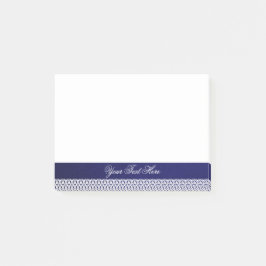 Elegant marineblauw wit ornamentaal gepersonalisee post-it® notes