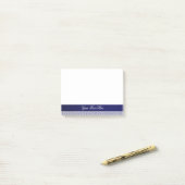 Elegant marineblauw wit ornamentaal gepersonalisee post-it® notes (Op bureau)