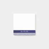 Elegant marineblauw wit ornamentaal gepersonalisee post-it® notes (Voorkant)