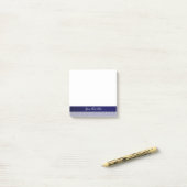 Elegant marineblauw wit ornamentaal gepersonalisee post-it® notes (Op bureau)