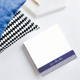 Elegant marineblauw wit ornamentaal gepersonalisee post-it® notes