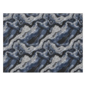 Elegant marineblauw & zilver glitter agaat patroon tafelkleed (Voorkant (Horizontaal))