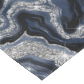 Elegant marineblauw & zilver glitter agaat patroon tafelkleed (Gekanteld)