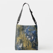 Elegant marineblauw zwart goud Abstract Crossbody Tas (Achterkant)