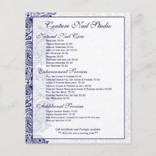 Elegant marineblauwe en witte paisley kant flyer