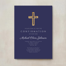 Elegant marineblauwe religieuze kruis jongensbeves