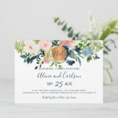 Elegant marinebloem monogram repetitiediner kaart (Staand voorkant)