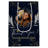 Elegant marinegoud Dank u Afstuderen Medium Cadeauzakje (Achterkant)