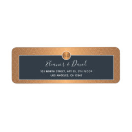 Elegant marinegoudmonogram bruiloft etiket