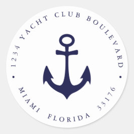 Elegant MARINEJACHT ANKER kust Retouradres Ronde Sticker