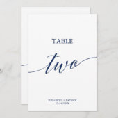 Elegant marinekalligrafie Tabel 2 Kaart (Voorkant / Achterkant)