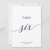 Elegant marinekalligrafie Tabel 6-tabelnummer Kaart (Voorkant)