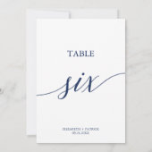 Elegant marinekalligrafie Tabel 6-tabelnummer Kaart (Achterkant)