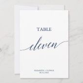 Elegant marinekalligrafie Tabel Eleven Kaart (Voorkant)