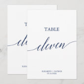 Elegant marinekalligrafie Tabel Eleven Kaart (Voorkant / Achterkant)