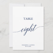 Elegant marinekalligrafietabel Acht-tabelnummer Kaart (Achterkant)