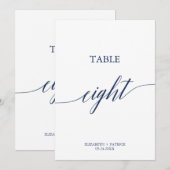 Elegant marinekalligrafietabel Acht-tabelnummer Kaart (Voorkant / Achterkant)