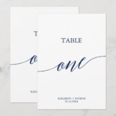 Elegant marinekalligrafietabel Eén tabelnummer Kaart (Voorkant / Achterkant)