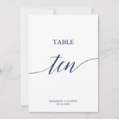 Elegant marinekalligrafietabel Tien tabelnummer Kaart (Voorkant)