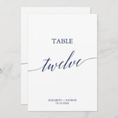 Elegant marinekalligrafietabel Twaalf-nummer Kaart (Voorkant / Achterkant)