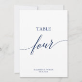 Elegant marinekalligrafietabel Vier tabelnummer Kaart (Voorkant)