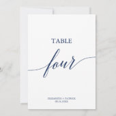 Elegant marinekalligrafietabel Vier tabelnummer Kaart (Achterkant)