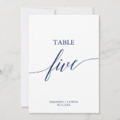 Elegant marinekalligrafietabel Vijf tabelnummer Kaart (Achterkant)