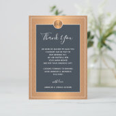 Elegant marinekopkoper goud metaalbruiloft bedankkaart (Staand voorkant)
