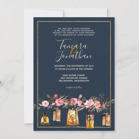 Elegant marinekoraal - gouden gouden hedjes kaart (Voorkant)