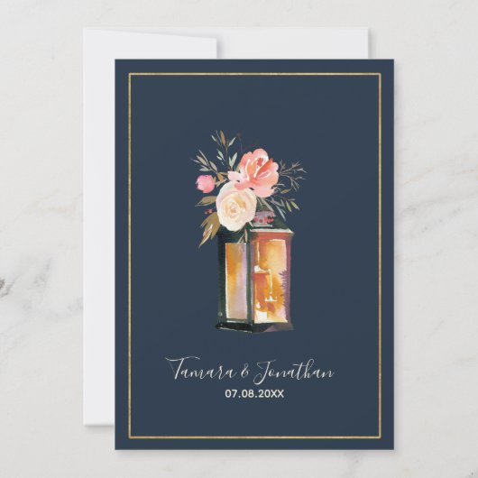 Elegant marinekoraal - gouden gouden hedjes kaart (Achterkant)