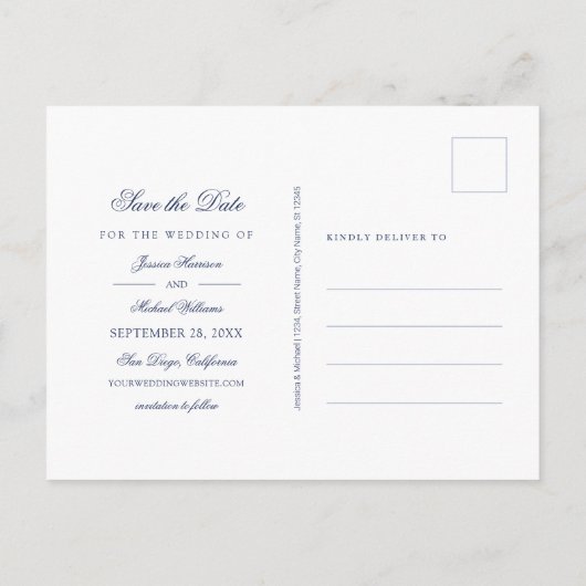 Elegant marinekoraal strand foto bespaart datum uitnodiging briefkaart (Achterkant)