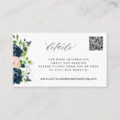 Elegant marineroze florale QR CODE trouwgegevens Informatiekaartje (Voorkant)