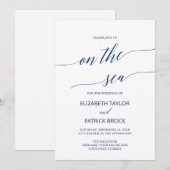 Elegant marinescalligrafie op het Zee cruise Weddi Kaart (Voorkant / Achterkant)