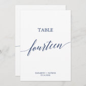 Elegant marinescalligrafie Tabel 14 Tabelnummer Kaart (Voorkant / Achterkant)