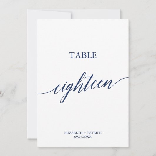 Elegant marinescalligrafie Tabel 18 Tabelnummer Kaart (Voorkant)