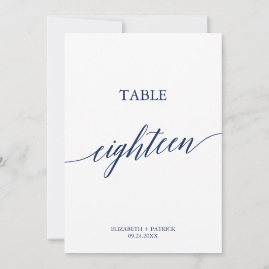 Elegant marinescalligrafie Tabel 18 Tabelnummer Kaart (Achterkant)