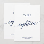 Elegant marinescalligrafie Tabel 18 Tabelnummer Kaart (Voorkant / Achterkant)