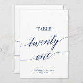 Elegant marinescalligrafie Tabel 21 Tabelnummer Kaart (Voorkant / Achterkant)