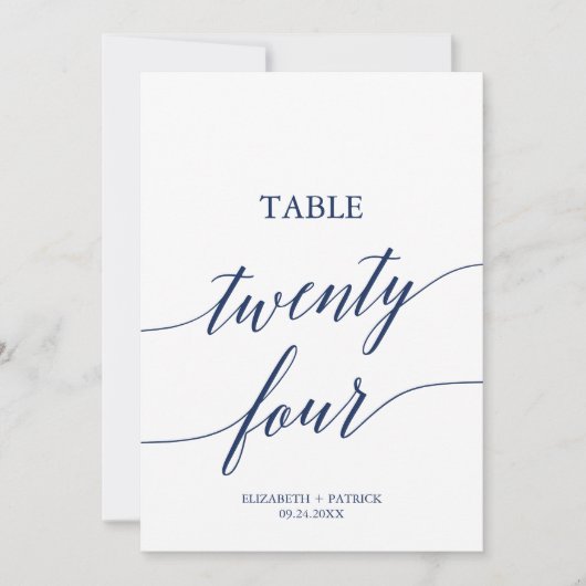 Elegant marinescalligrafie Tabel 24 Tabelnummer Kaart (Voorkant)