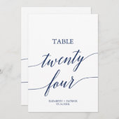 Elegant marinescalligrafie Tabel 24 Tabelnummer Kaart (Voorkant / Achterkant)